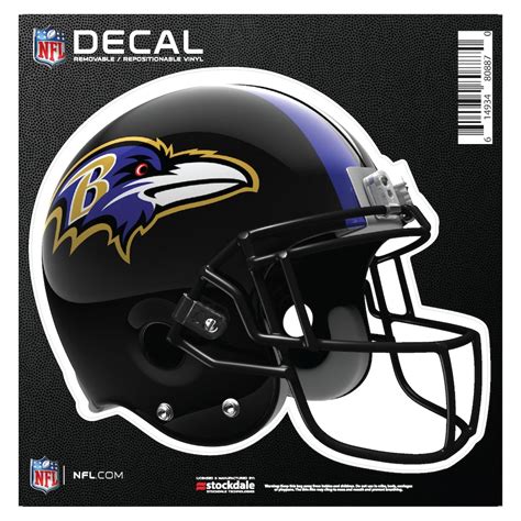 Baltimore Ravens 6" x 6" Full Color Helmet Repositionable Decal