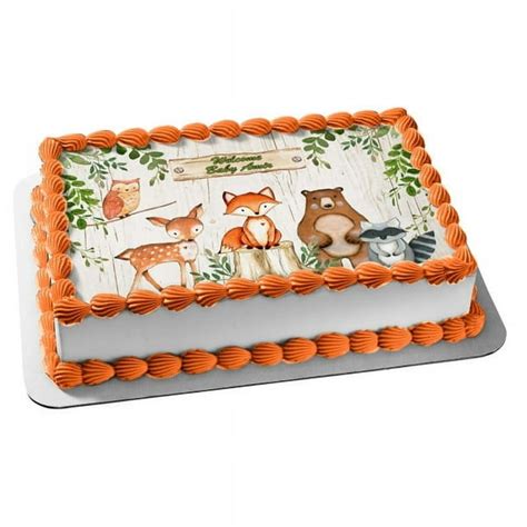 Mehofoto Woodland Animals Edible Cake Topper Image for Baby Shower ...