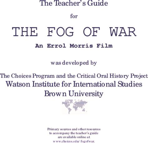 The Fog of War Lesson Plan for Higher Ed | Lesson Planet