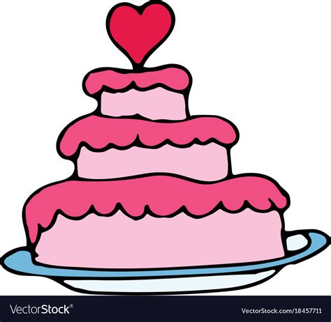 Wedding cake cartoon hand drawn icon Royalty Free Vector