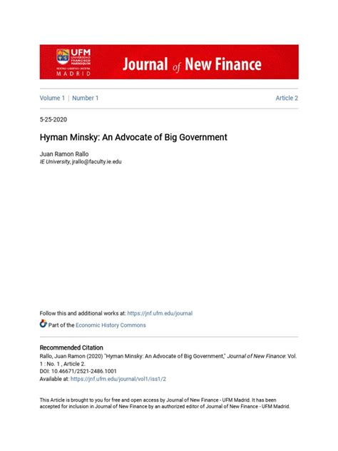 Hyman Minsky - An Advocate of Big Government | PDF | Deficit Spending | Inflation