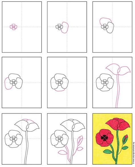 Easy How to Draw a Poppy Tutorial and Poppy Coloring Page — JINZZY