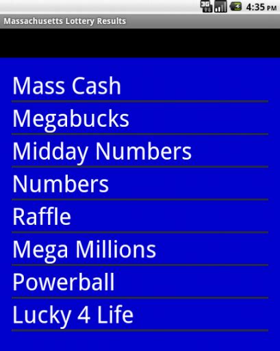 Massachusetts Lottery Results - Android Informer. Get mass cash, megabucks, midday numbers ...