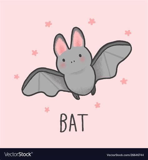 Cute bat cartoon hand drawn style Royalty Free Vector Image