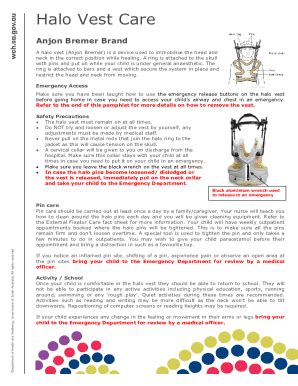 Fillable Online Halo Vest Care - Fact Sheet Fax Email Print - pdfFiller