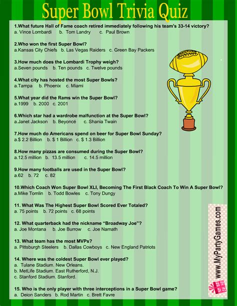 Super bowl trivia – Artofit