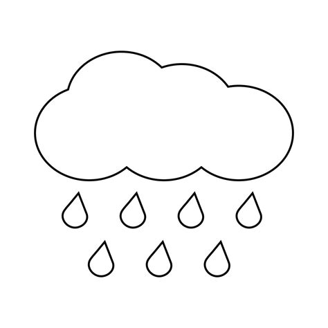 Outline vector cloud with falling rain isolated white By Microvector ...