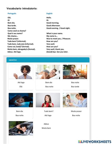 Portuguese greetings | Alex Parada | Live Worksheets