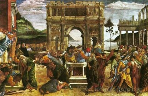 The Punishment Of Korah And The Stoning Of Moses And Aaron by Sandro Botticelli Oil Painting ...