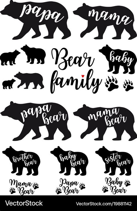 Mama bear papa bear baby bear set Royalty Free Vector Image