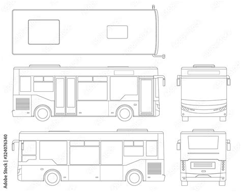 Passenger outline City Bus for branding identity and advertising design on transport. Blank City ...