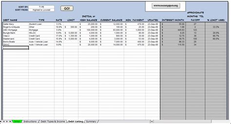 Business Debt Schedule Template Excel - Darrin Kenney's Templates