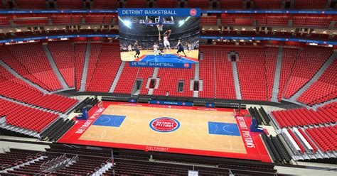 Look: Detroit Pistons install court at Little Caesars Arena