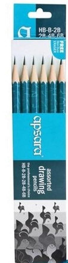 Apsara Assorted Drawing Pencils, HB, B, 2B, 2B, 4B, 6B - Pack of 6: Amazon.in: Office Products