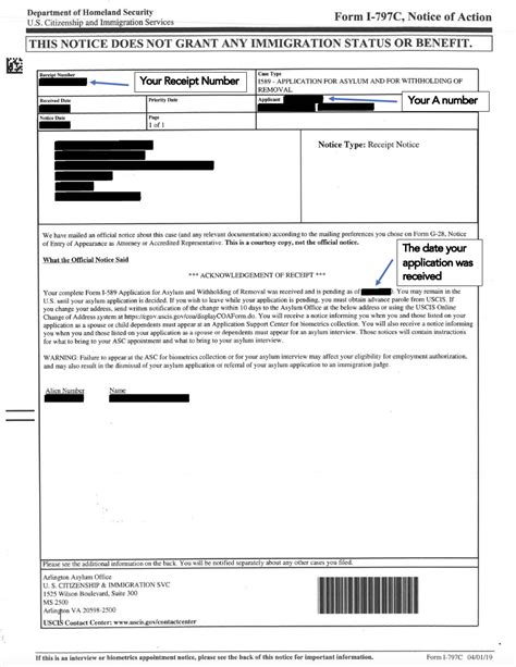 USCIS Asylum Application Receipt Notice - Resources for Asylum Seekers