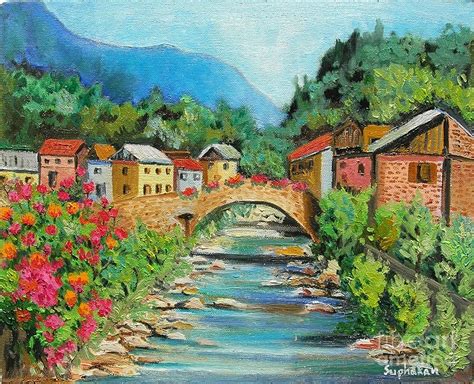 Small Village Painting by Suphakan Brusorio