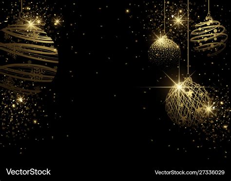 Black christmas background with golden bauble Vector Image