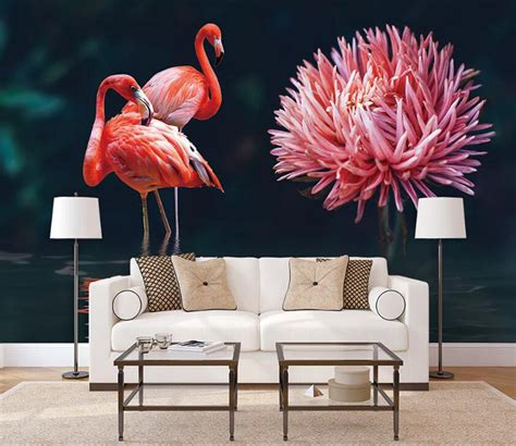 3D Cute Flamingo WC28 Wall Murals | AJ Wallpaper