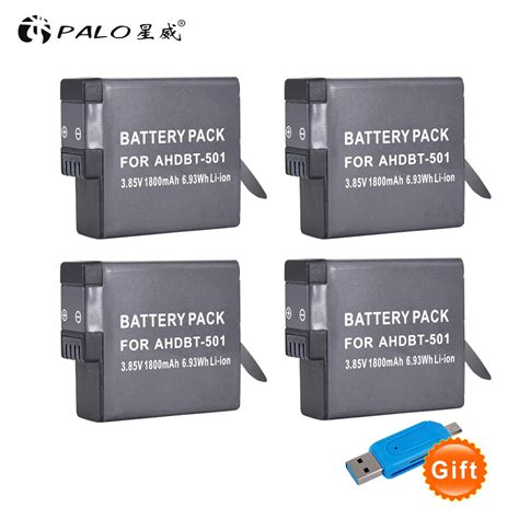 4pc 1800mAh Li ion digital camera battery for GoPro Hero 5 Gopro 6/7 2018 Camera Battery AHDBT ...