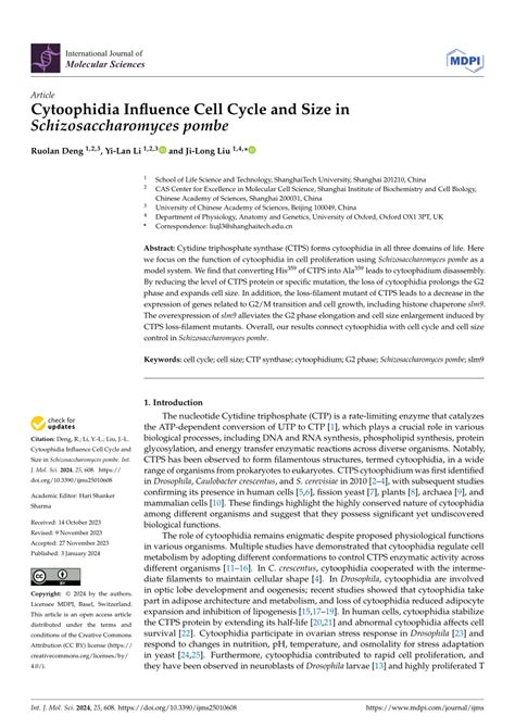 (PDF) Cytoophidia Influence Cell Cycle and Size in Schizosaccharomyces pombe