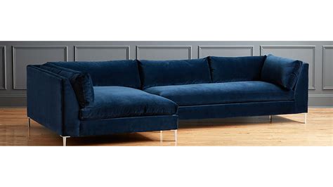 Decker 2-Piece Blue Velvet Sectional Sofa | CB2