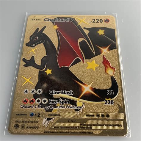 Pokemon Metal Card Gold Rainbow VMAX Pikachu Charizard Gift | Etsy ...