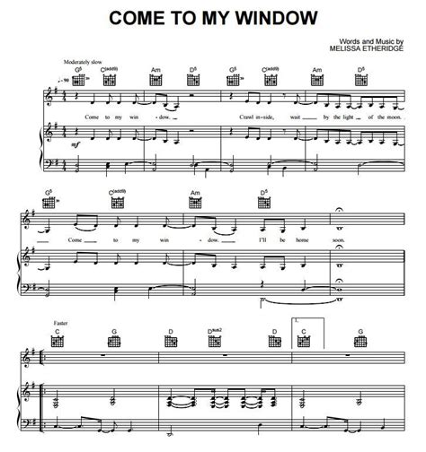 Come to my window, by Melissa Etheridge Sheet Music Direct, Digital Sheet Music, Guitar Sheet ...