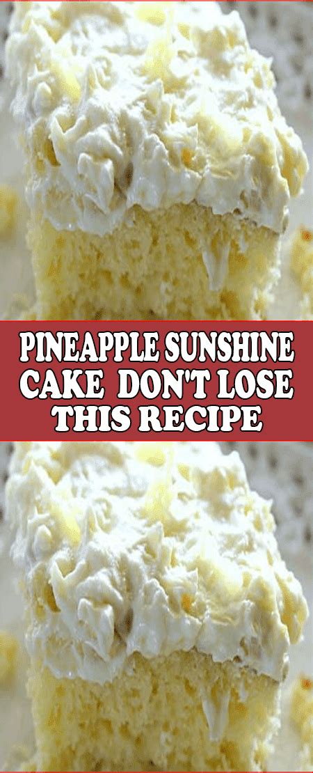 PINEAPPLE SUNSHINE CAKE RECIPE in 2020 | Easy cake recipes, Sunshine ...