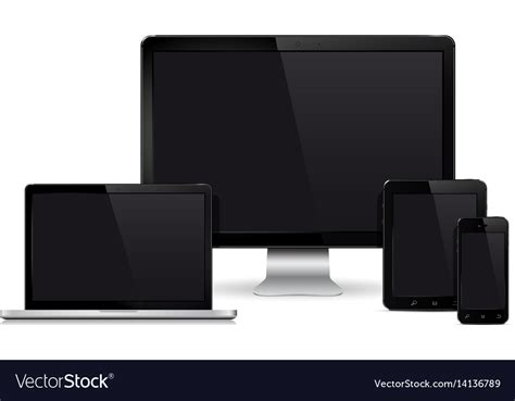 Computer display laptop tablet pc mobile phone Vector Image