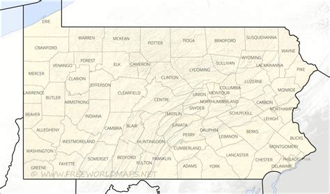 Physical map of Pennsylvania