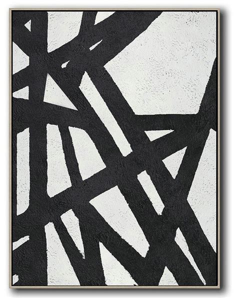 Large Modern Abstract Painting,Black And White Minimal Painting On ...