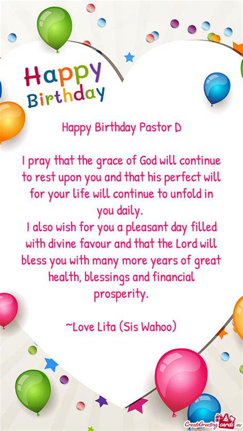 Happy Birthday Pastor D - Free cards
