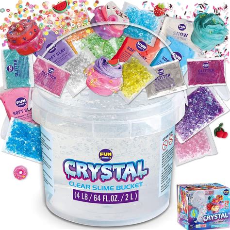 4 LB Huge Glassy Clear Slime Bucket Toy for Kids, FunKidz 64 FL OZ Premade Big Crystal Slime ...