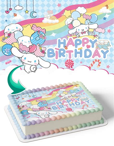 Hello Kitty Cinnamoroll Kawaii Sanro Rainbow Candy Edible Cake Toppers – Edible Cake Topper Corp