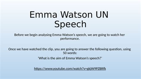 Emma Watson UN Speech | Teaching Resources