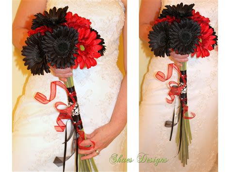 white and Red Gerbera Daisy Wedding Bridal by ShaesBridal on Etsy