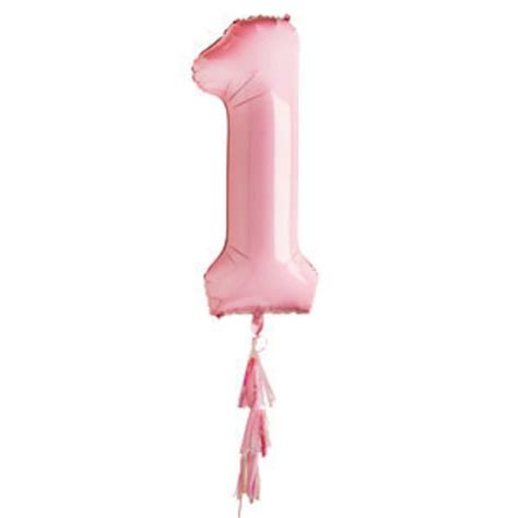 34 Inch Pastel Pink Number 1 Balloon, Pink Number One Balloon, Pastel Pink Number Balloon With ...