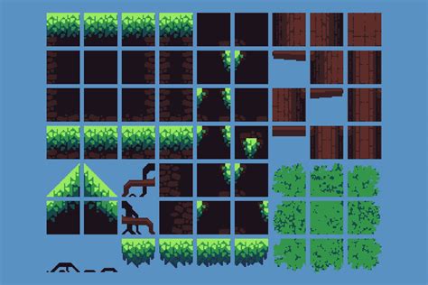 Forest Tileset Pixel Art by Free Game Assets (GUI, Sprite, Tilesets)