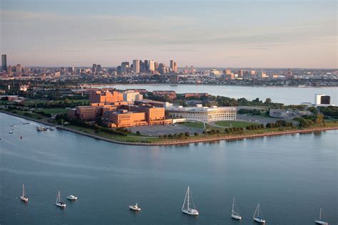 Aerial view of the University of Massachusetts Boston campus ...