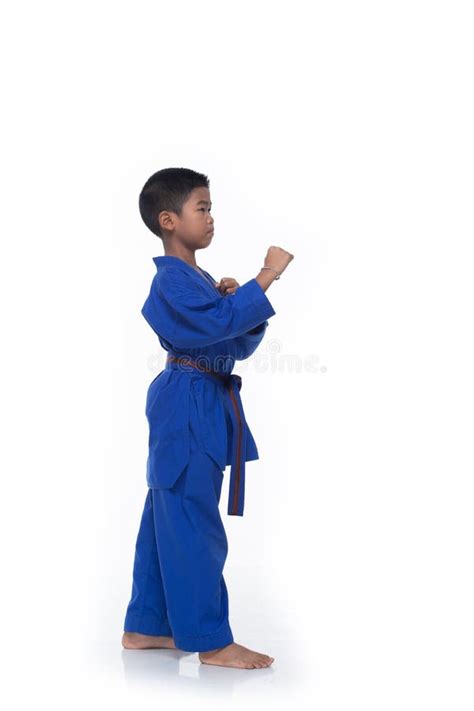 Master Blue II Belt TaeKwonDo Kid Athletes Uniform Stock Photo - Image ...