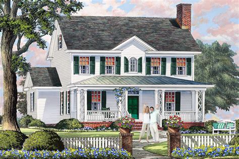 Classic Colonial House Plan with 9'-Deep Front Porch - 32672WP | Architectural Designs - House Plans