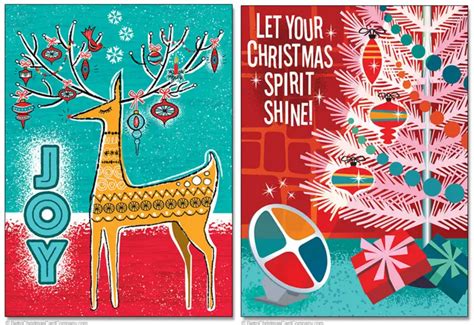 Beautifully illustrated Mid-century Modern Christmas Cards