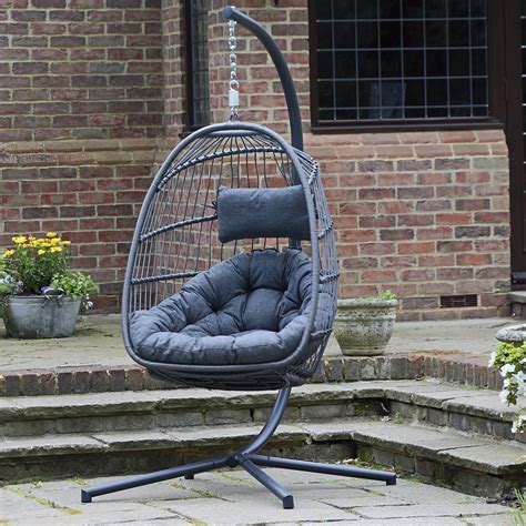 Innovators Folding Hanging Cocoon Chair - Grey - Outdoor Living & Garden