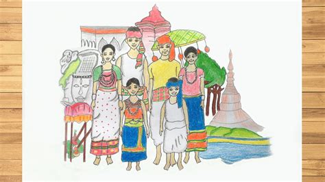 Sikkim Culture Drawing Easy || Sikkim Traditional Dress Drawing ...