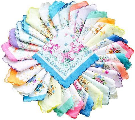 La closure Womens Girls Cute Floral Handkerchiefs 100% Cotton Hankies | Vintage floral print ...