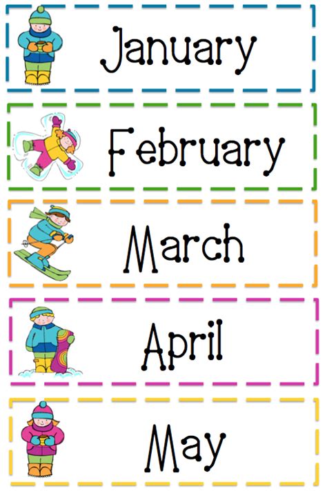 Free+Printable+Months+of+the+Year+Cards | Months in a year, Kindergarten worksheets, Preschool ...