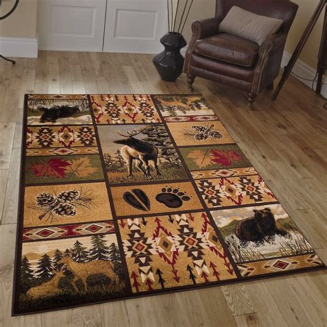 Amazon.com: CR Rustic Bear And Elk Scene Lodge Cabin Area Rug (3 Feet 10 Inch X 5 Feet 2 Inch ...