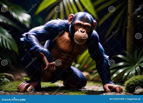 Illustration of Chimpanzee in Natural Habitat Stock Illustration - Illustration of apes, forest ...