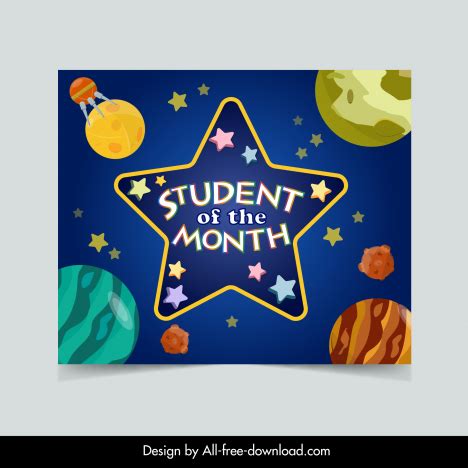 Student of the month poster template elegant stars planets decor ...