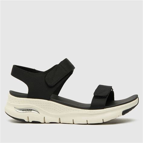 SKECHERS Black & White Arch Fit Sandals - ShoeFreak